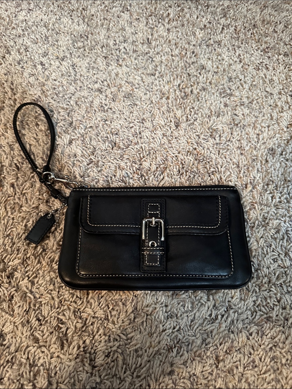 Vintage Coach Leather Wristlet Clutch with Front Buckle